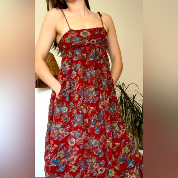 Vintage Nicole Miller babydoll floral tie strap dress - Picture 4 of 8